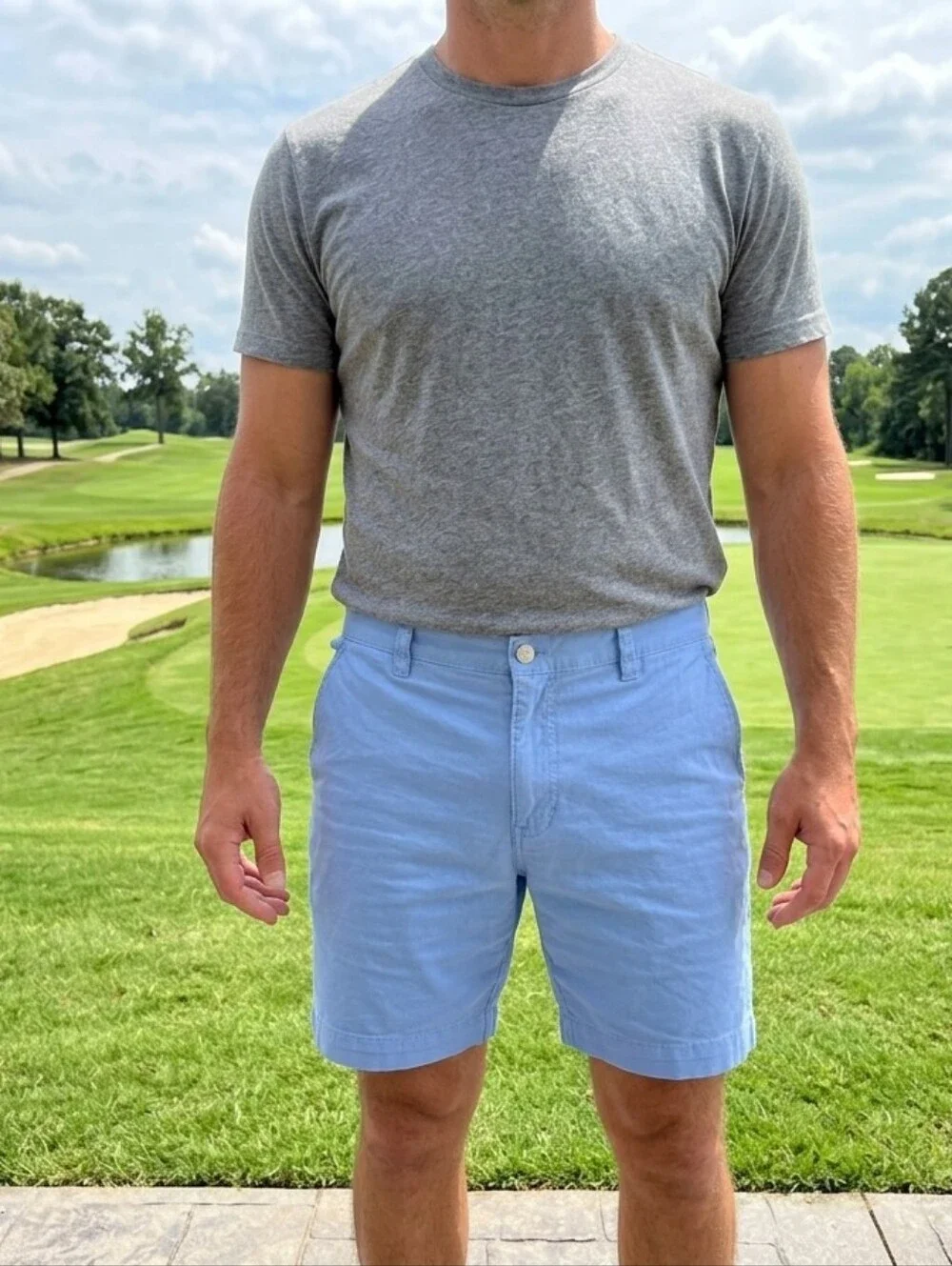 Columbia PFG 6in Flat Front Light Blue Shorts 34waist